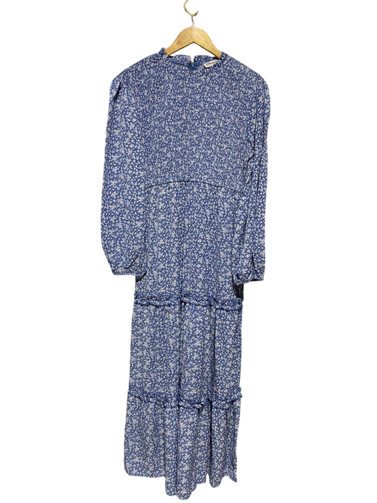 DREAM HOUSE |M| BUST 17| B21| ELEGANT BLUE FLORAL SMOCKED LONG MAXI DRESS