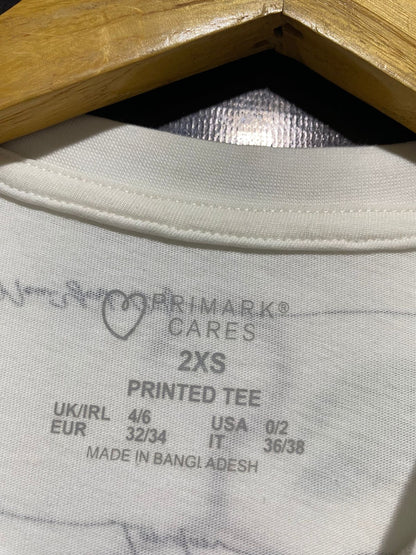PRIMARK CARES |S| BUST 16| B22| WHITE TRAVEL-THEMED GRAPHIC T-SHIRT WITH GLOBAL LANDMARKS