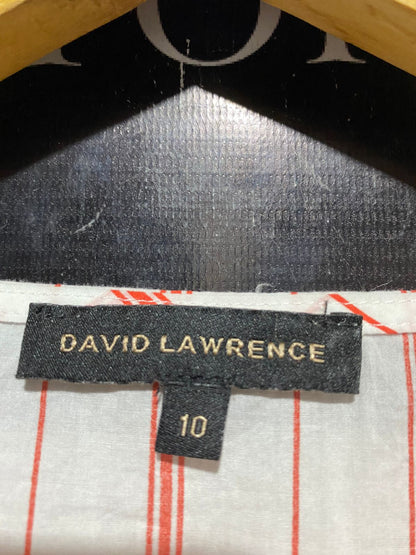 DAVID LAWRENCE |XL| BUST 22| B22| CHIC WHITE AND RED VERTICAL STRIPED LONG SLEEVE TOP WITH KEYHOLE DETAIL