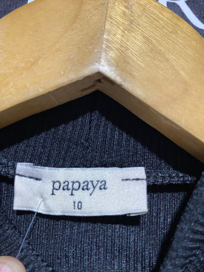 PAPAYA |S|BUST 14| B22| SLEEK BLACK RIBBED HIGH-NECK SLEEVELESS BODYSUIT