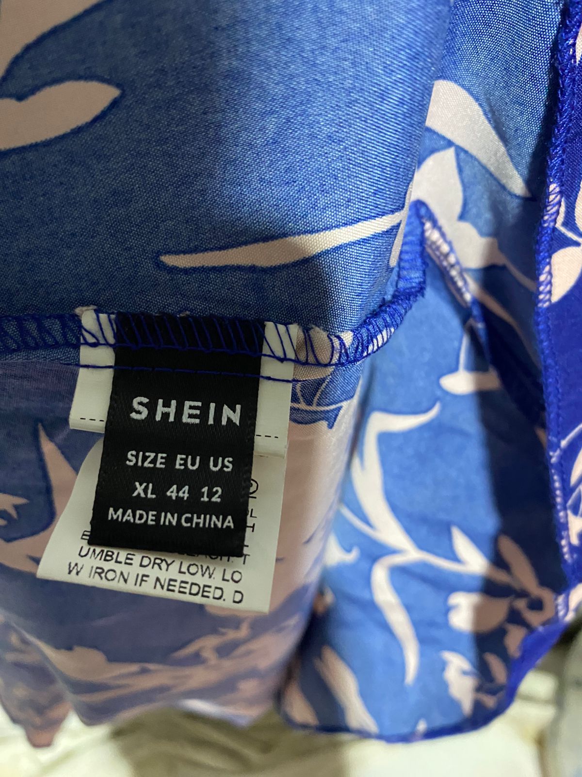 SHEIN |XL| BUST 20| B22| ELEGANT ROYAL BLUE AND PEACH FLORAL MAXI DRESS WITH RUFFLED HIGH NECK