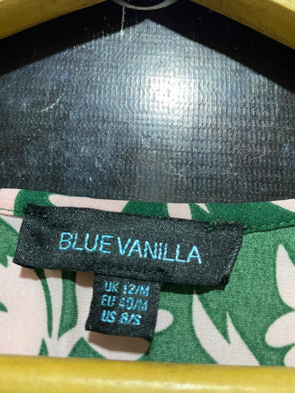 BLUE VANILLA |M| BUST 18| B22| ELEGANT GREEN AND PINK FLORAL PUFF SLEEVE MAXI DRESS
