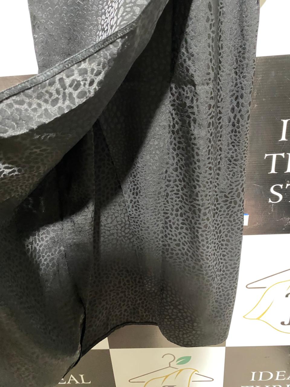 PRIMARK |S| BUST 15| B22| BLACK ANIMAL PRINT SATIN MIDI WRAP DRESS