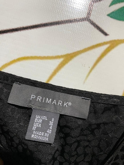 PRIMARK |S| BUST 15| B22| BLACK ANIMAL PRINT SATIN MIDI WRAP DRESS