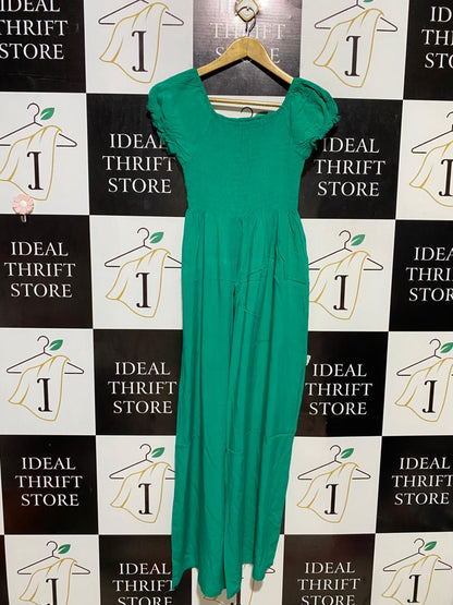 |XS| BUST 13| B21| VIBRANT GREEN SMOCKED WAIST LONG MAXI DRESS