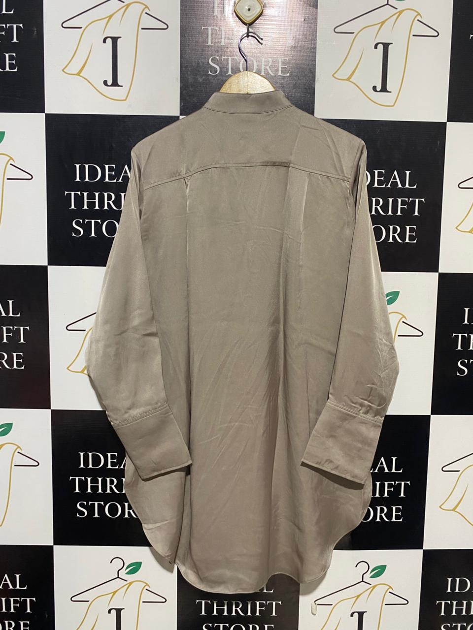 H&M |XL| BUST 22| B21| ELEGANT CHAMPAGNE SATIN BUTTON-DOWN TUNIC SHIRT