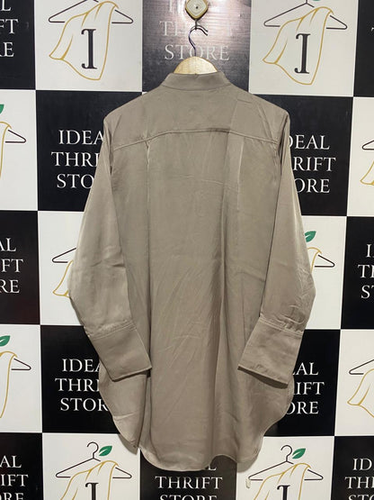 H&M |XL| BUST 22| B21| ELEGANT CHAMPAGNE SATIN BUTTON-DOWN TUNIC SHIRT