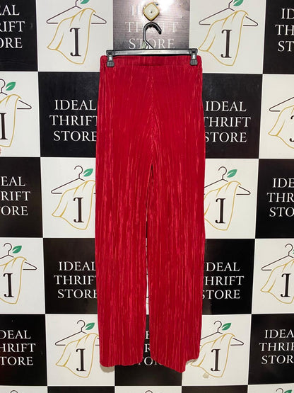 FIGA |S| WAIST 26| B22| VIBRANT RED PLEATED WIDE-LEG TROUSERS