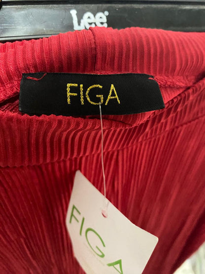 FIGA |S| WAIST 26| B22| VIBRANT RED PLEATED WIDE-LEG TROUSERS