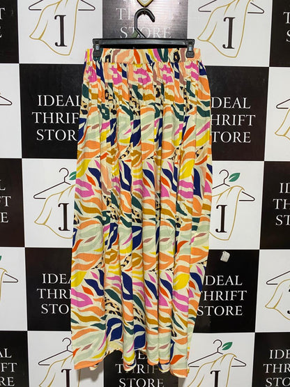 SARA COLLECTION |M| WAIST 28| B21| VIBRANT MULTICOLOR ABSTRACT PRINT MAXI SKIRT