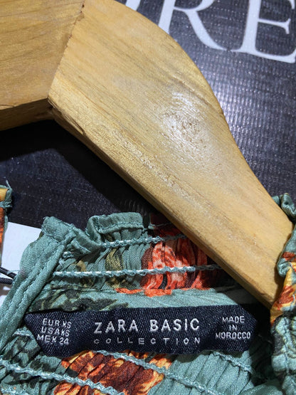 ZARA BASIC |M| BUST 17| B21| SAGE GREEN FLORAL SMOCKED MAXI DRESS