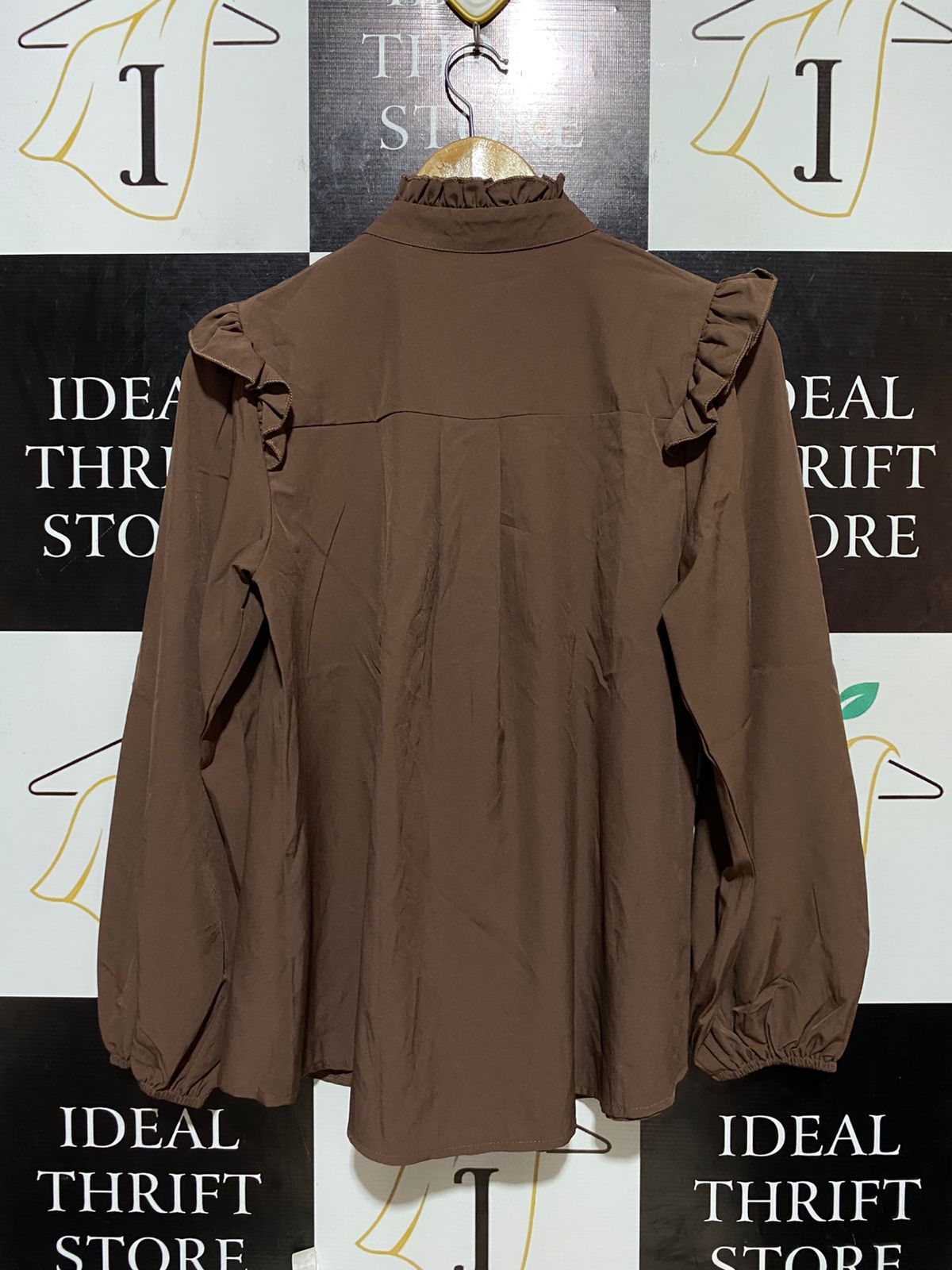 SHEIN |M| BUST 18| B21| CHOCOLATE BROWN RUFFLE BLOUSE