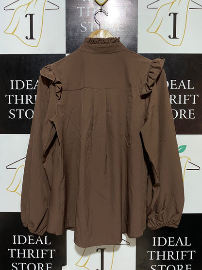 SHEIN |M| BUST 18| B21| CHOCOLATE BROWN RUFFLE BLOUSE