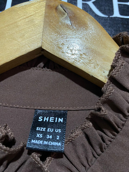 SHEIN |M| BUST 18| B21| CHOCOLATE BROWN RUFFLE BLOUSE