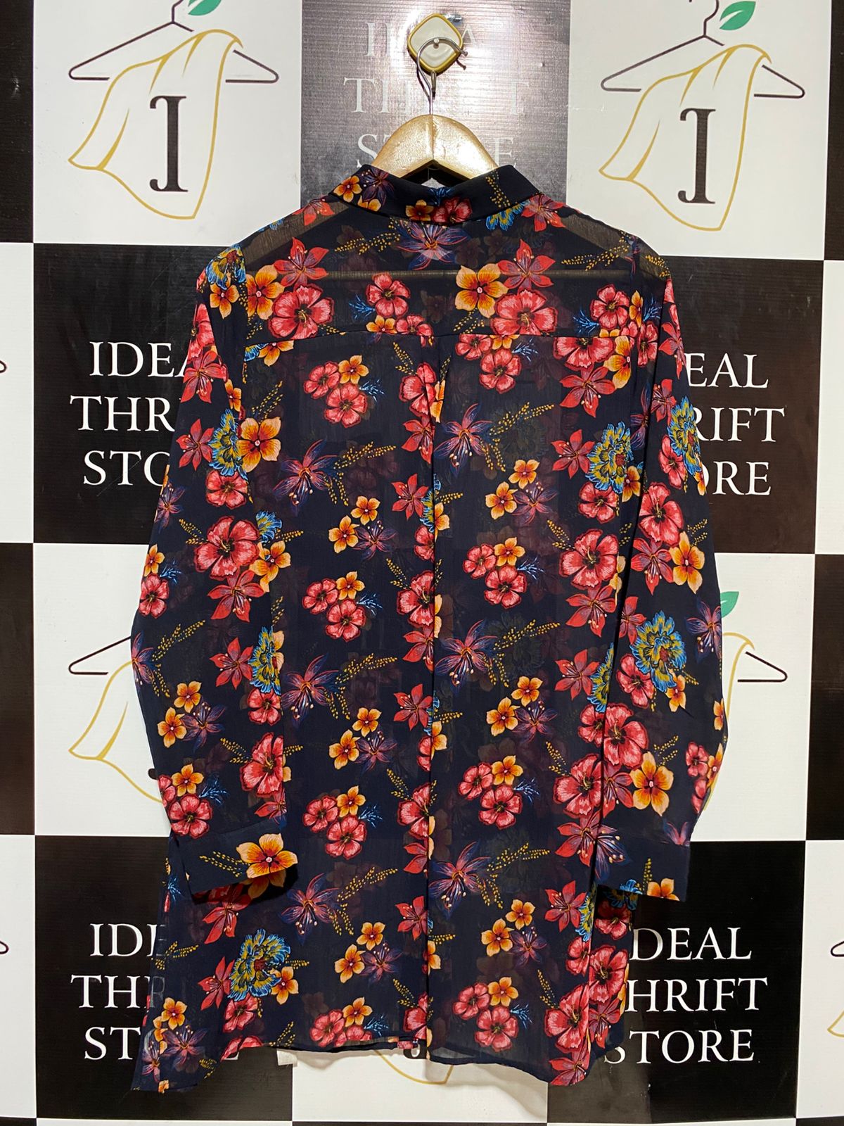 PAPAYA |XL| BUST 23| B21| NAVY FLORAL LONG SLEEVE BLOUSE