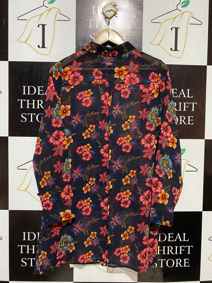 PAPAYA |XL| BUST 23| B21| NAVY FLORAL LONG SLEEVE BLOUSE