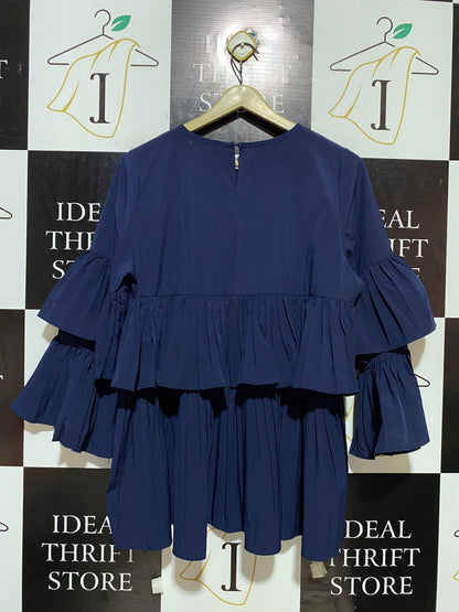 LUZA BELLE |L/XL| BUST 20| B21| NAVY BLUE TIERED RUFFLE TOP