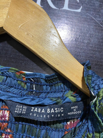 ZARA BASIC |M| BUST 18| B21| BLUE FLORAL SMOCKED LONG MAXI DRESS