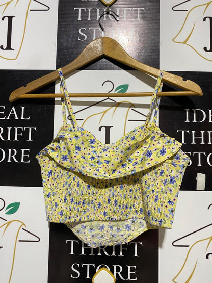 |XS| BUST 14| B21| YELLOW FLORAL CORSET STYLE CAMI TOP