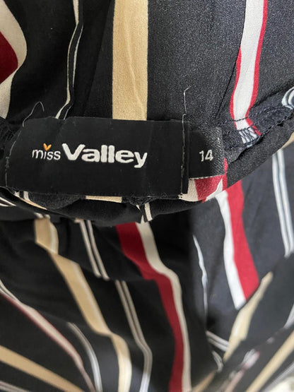 MISS VALLEY |XL| WAIST 34| B21| WOMEN'S VERTICAL STRIPED WIDE-LEG PALAZZO PANTS