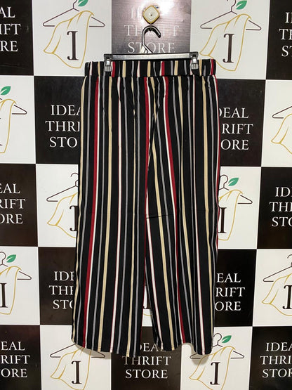 MISS VALLEY |XL| WAIST 34| B21| WOMEN'S VERTICAL STRIPED WIDE-LEG PALAZZO PANTS
