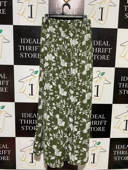TEZENIS |XL| WAIST 32| B21| WOMEN'S OLIVE GREEN FLORAL PRINT WIDE-LEG PALAZZO PANTS