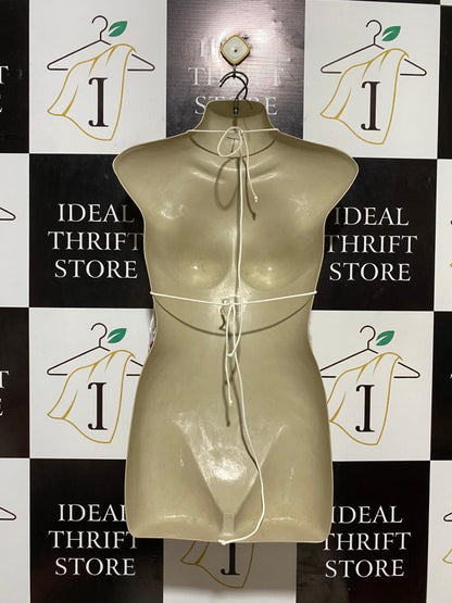 SHEIN ICON |S| BUST 15| B21| WOMEN'S WHITE SHEER TEXTURED HALTER CROP TOP