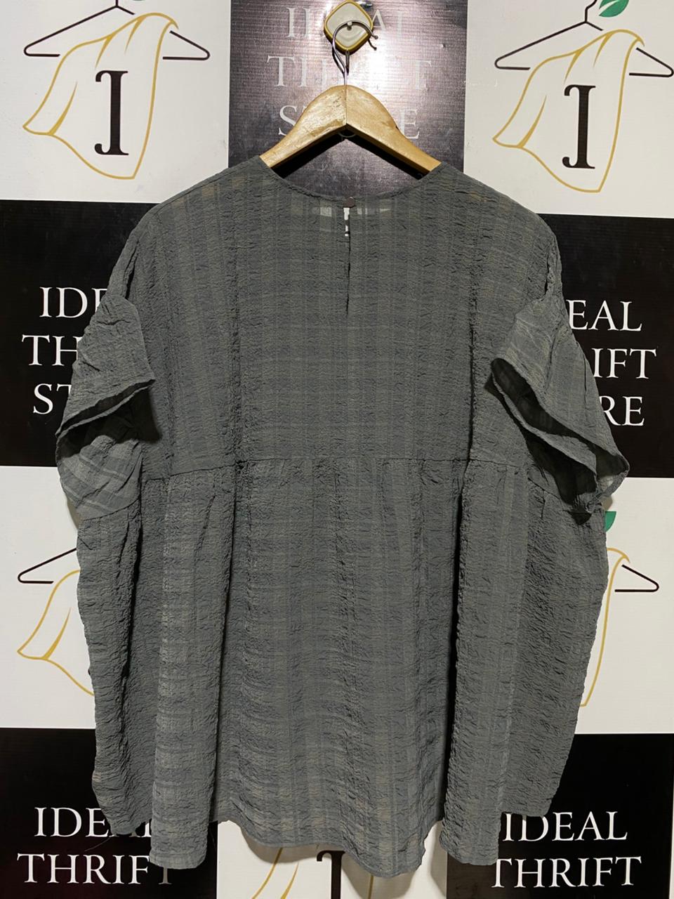 DECJUBA |M/L| BUST FREE| B21| WOMEN'S TEXTURED GREY BABYDOLL BLOUSE