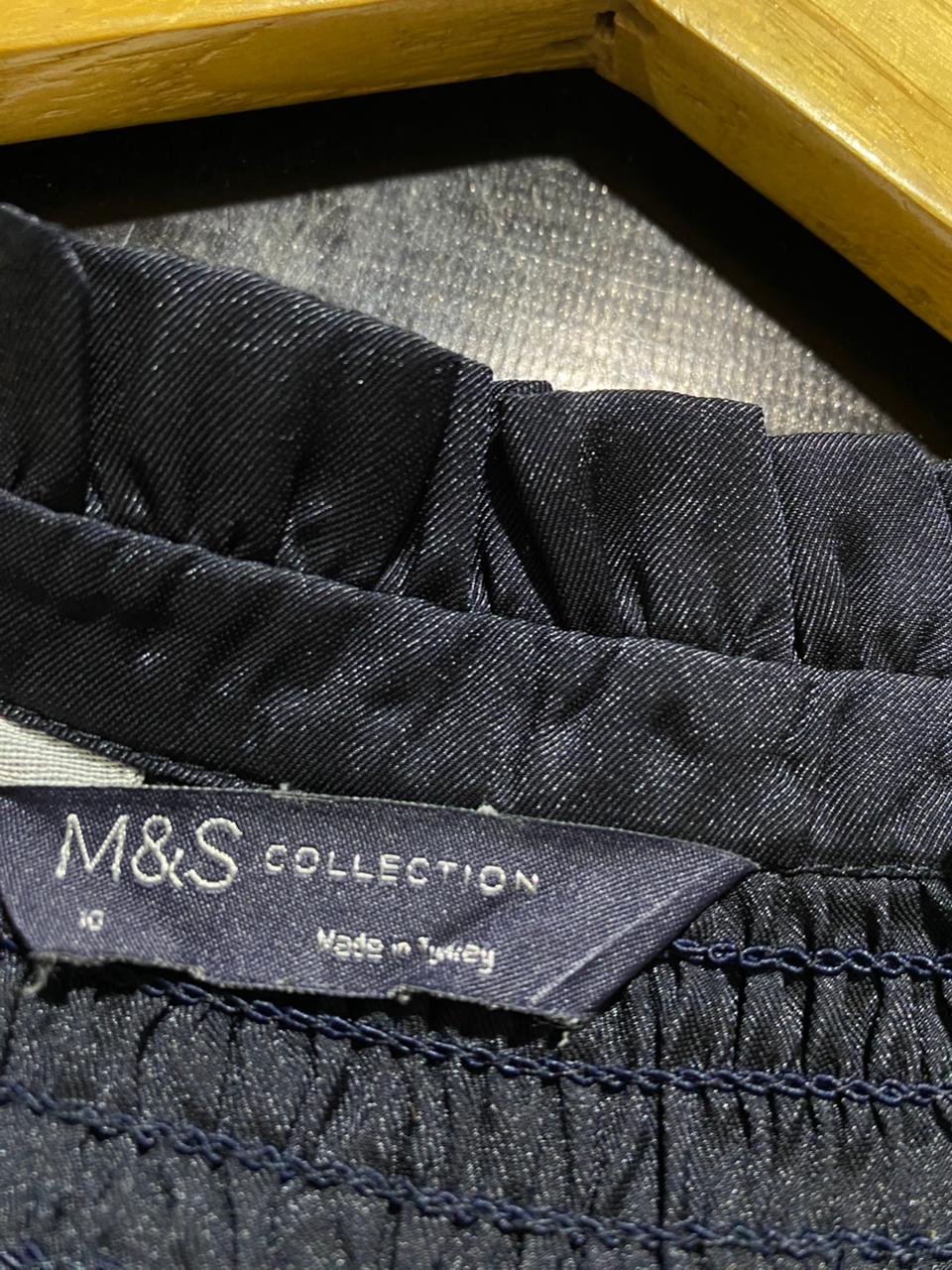 M&S COLLECTION |XL| BUST 21| B21| BLACK SATIN V-NECK SMOCKED BLOUSE
