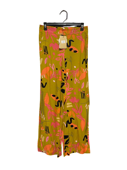 LABEL OF LOVE |M| WAIST 28| B22| WOMEN'S ABSTRACT TROPICAL PRINT WIDE-LEG TROUSERS