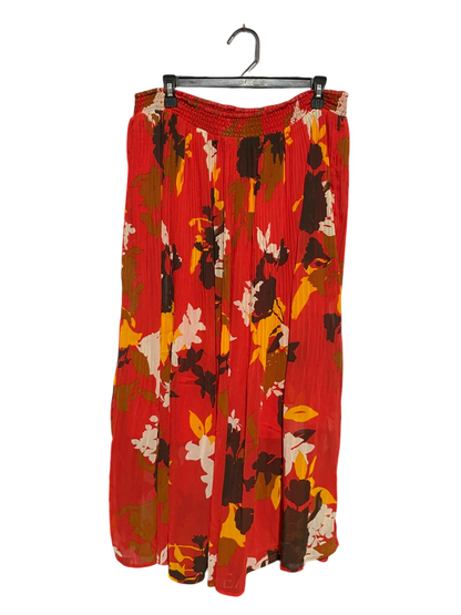 ANKO |XL| WAIST 32| B22| WOMEN'S VIBRANT RED FLORAL PLEATED MAXI SKIRT