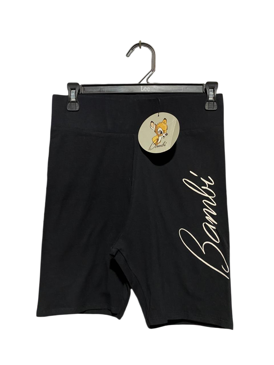 DISNEP |M| WAIST 28| B22| BAMBI WOMEN'S HIGH-WAISTED BLACK CYCLING SHORTS