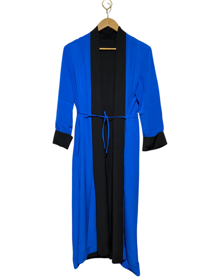 |L| BUST 19| B22| ELEGANT TWO-TONE COBALT BLUE AND BLACK MAXI KIMONO ABAYA