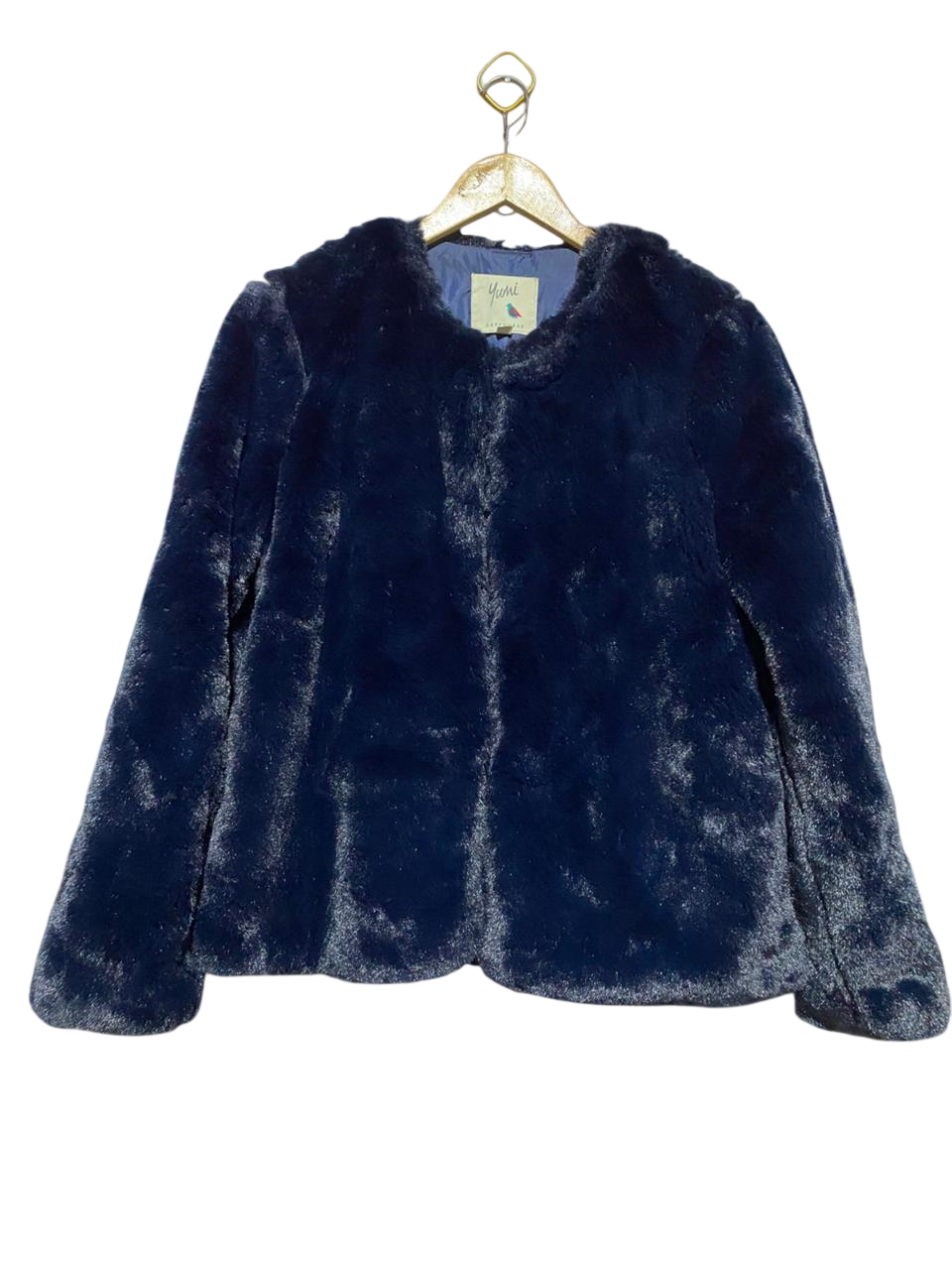 YUMI |L| BUST 21| B 22| WOMEN'S LUXE NAVY BLUE FAUX FUR JACKET