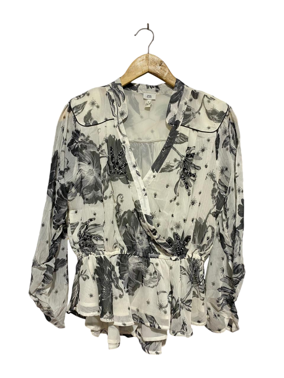 RIVER ISLAND |L| BUST 18| B22| WOMEN'S FLORAL EMBELLISHED PEPLUM BLOUSE