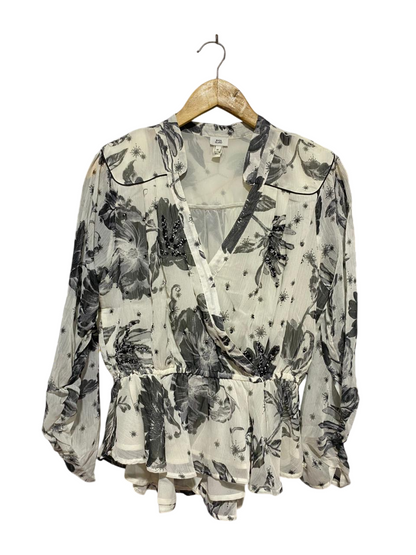 RIVER ISLAND |L| BUST 18| B22| WOMEN'S FLORAL EMBELLISHED PEPLUM BLOUSE