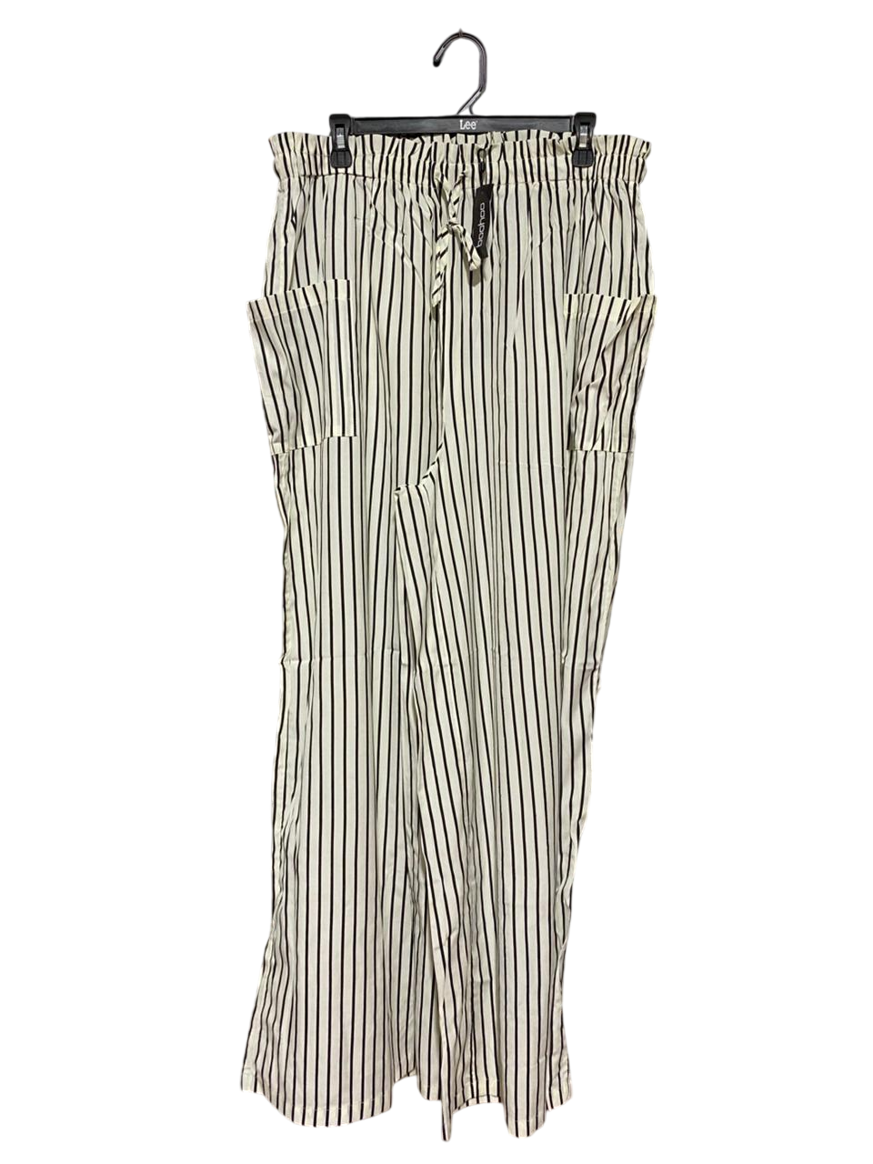 BOOHOO |XL| WAIST 34| B22| WOMEN'S STRIPED WIDE-LEG PAPERBAG TROUSERS