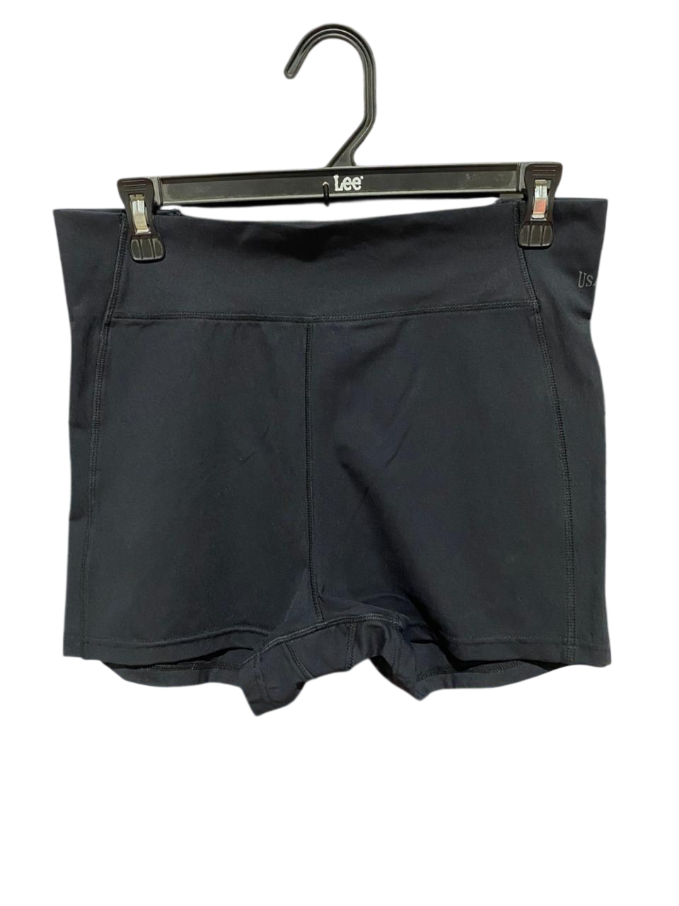USA PRO |L| WAIST 30| B22| PREMIUM WOMEN’S HIGH-WAISTED PERFORMANCE BOOTY SHORTS – BLACK