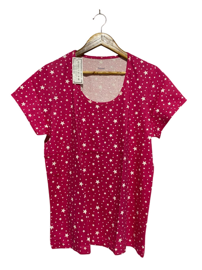 IMANI |XL| BUST 22| B22| CHERRY PINK STAR PRINT CASUAL TEE
