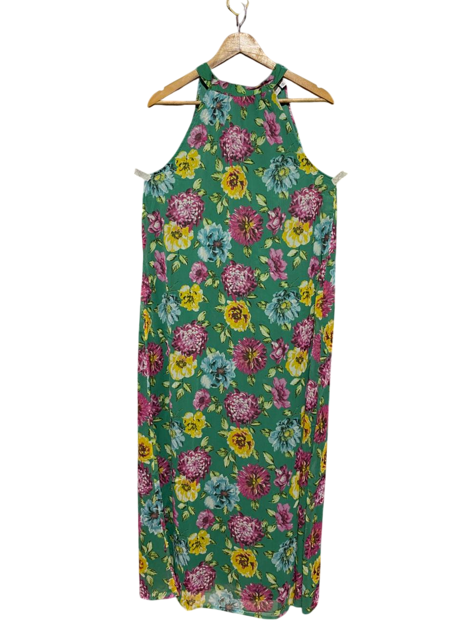 VILA |L| BUST 20| B22| VIBRANT EMERALD GREEN FLORAL HALTER MAXI DRESS