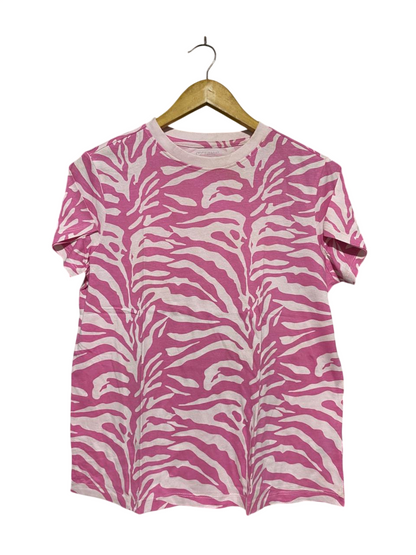 PRIMARK CARES |S| BUST 19| B22| VIBRANT PINK ZEBRA PRINT CASUAL TEE