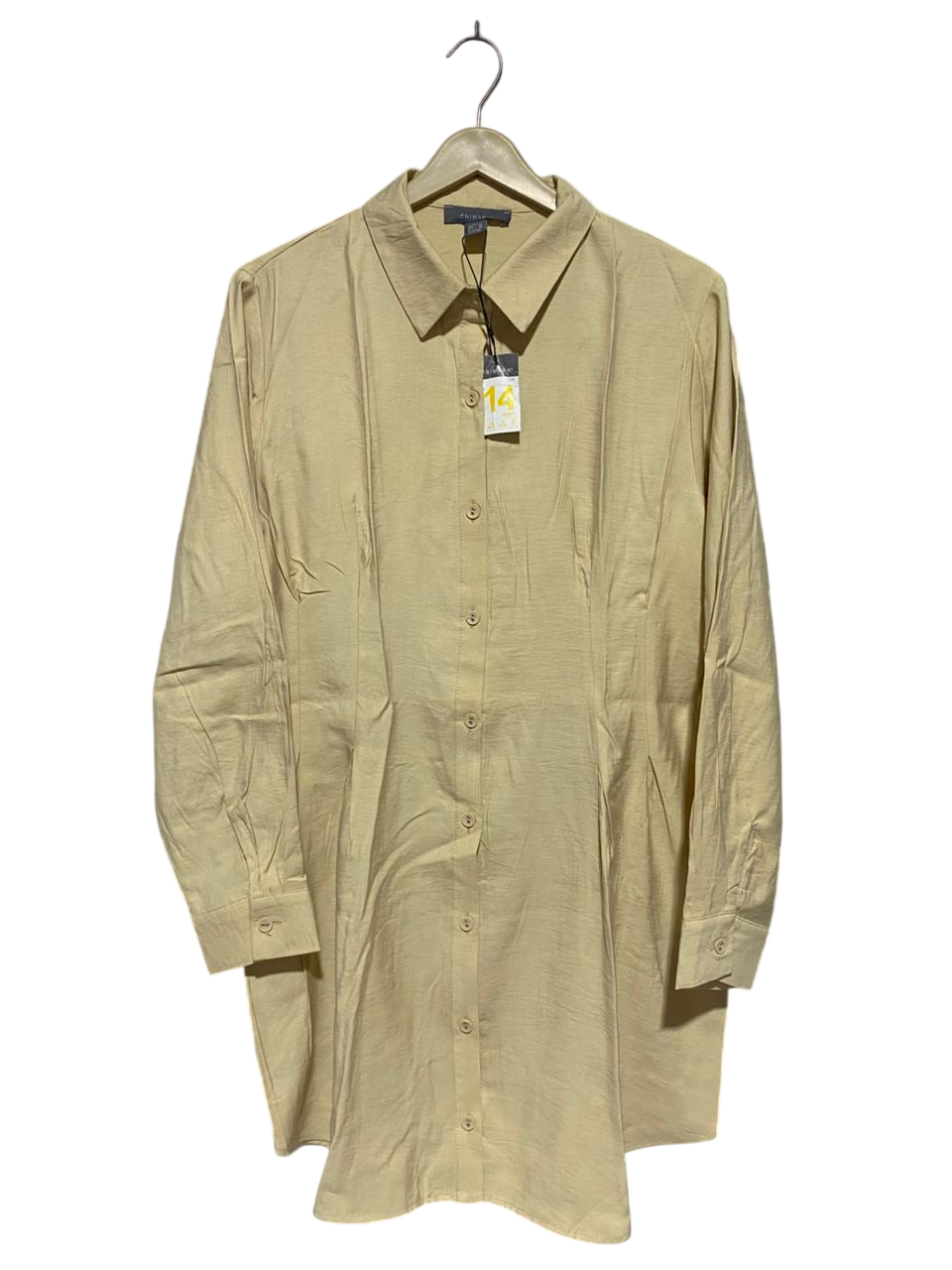 PRIMARK |L| BUST 20| B22| SOFT BEIGE BUTTON-DOWN SHIRT DRESS