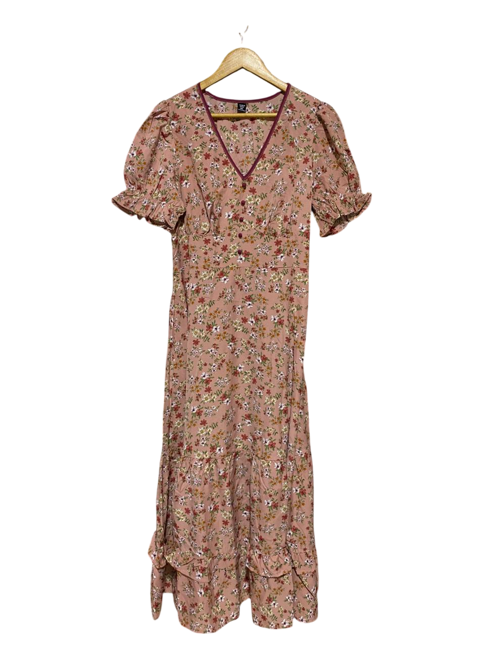 SHEIN CURVE |XL| BUST 19| B22| VINTAGE-INSPIRED SHEIN DUSTY ROSE FLORAL MAXI DRESS