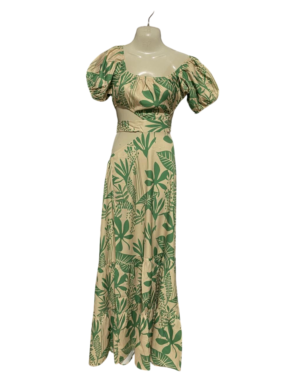 |M| BUST 11| B22| TROPICAL LEAF PRINT CUT-OUT MAXI DRESS