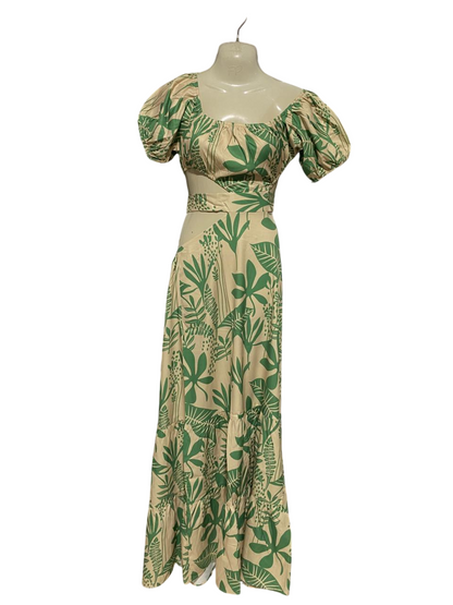 |M| BUST 11| B22| TROPICAL LEAF PRINT CUT-OUT MAXI DRESS
