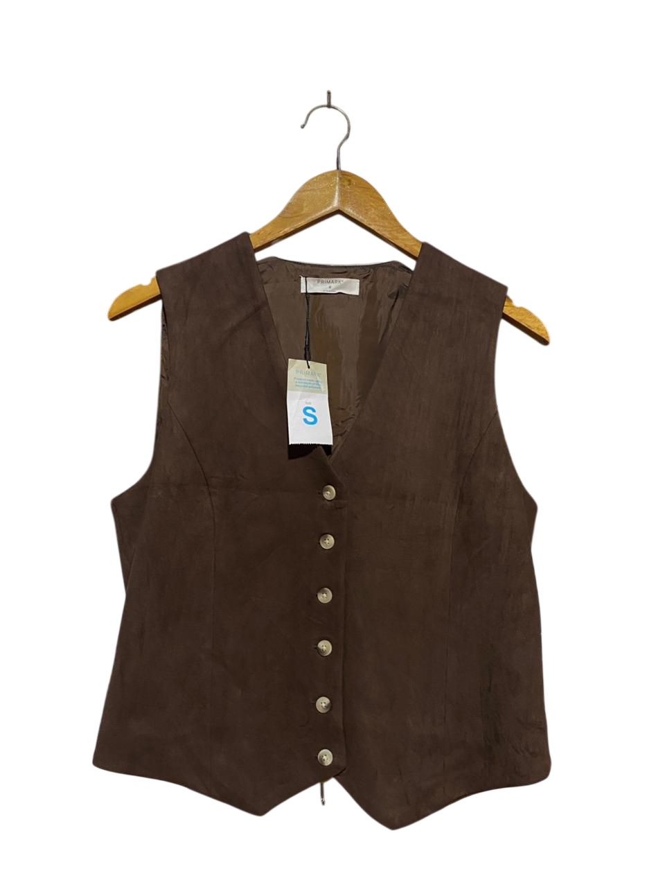 PRIMARK |S| BUST 18| B22| CHOCOLATE BROWN FAUX SUEDE WAISTCOAT