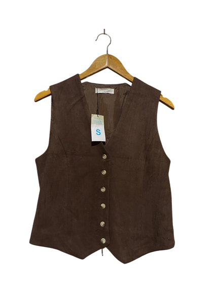 PRIMARK |S| BUST 18| B22| CHOCOLATE BROWN FAUX SUEDE WAISTCOAT