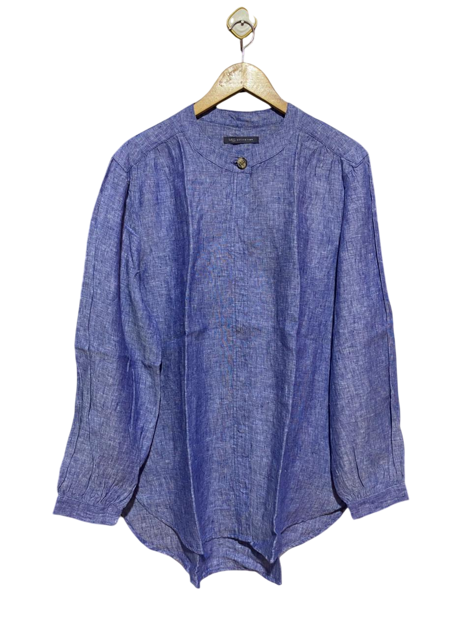 M&S |XL| BUST 25| B22| CHAMBRAY BLUE LINEN-BLEND TUNIC