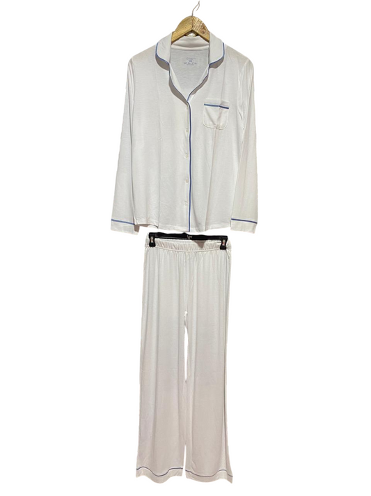 PRIMARK CARES |S| B22| CLASSIC WHITE JERSEY PAJAMA SET WITH CONTRAST PIPING