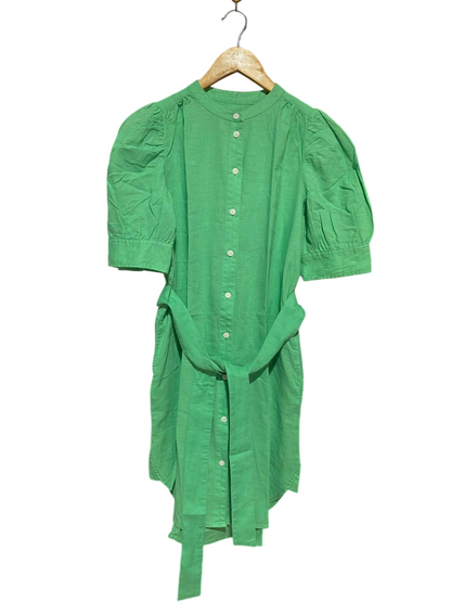 GAP |L| BUST 18| B22| VIBRANT MINT GREEN PUFF-SLEEVE SHIRT DRESS WITH BELT